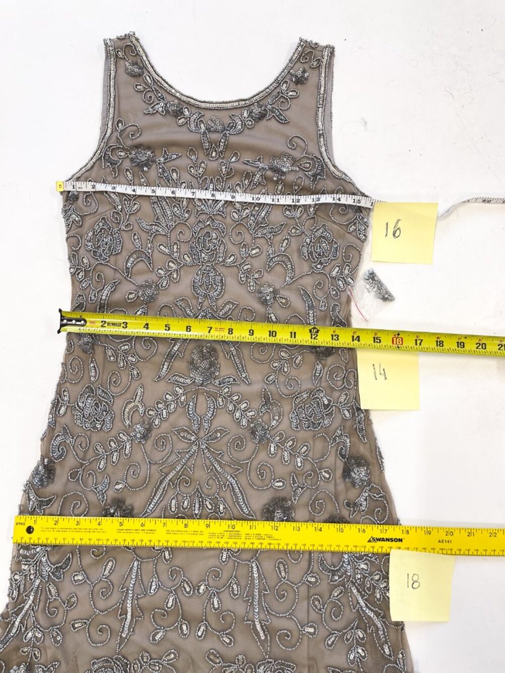 Pisarro Nights gray and mocha long gown size 4 - Picture 5 of 6